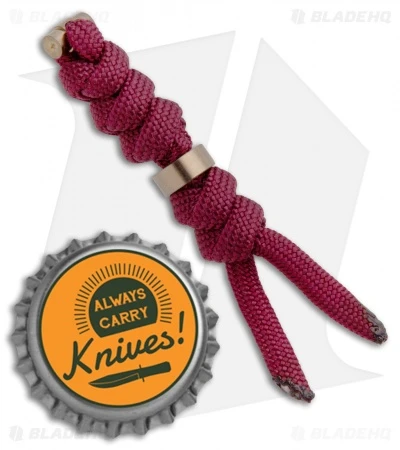 Chris Reeve Knives Small Burgundy Cord Tie Lanyard W/ Gold Bead 4 Chris Reeve Knives Small Burgundy Cord Tie Lanyard W/ Gold Bead - Image 2