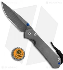 Chris Reeve Large Sebenza 31 Frame Lock Knife Titanium (3.6" Ladder Damascus) -Chris Reeve Store Chris Reeve Large Sebenza 31 FL Ti Ladder Damascus Double Thumb Lug BHQ 99023 jr bottlecap