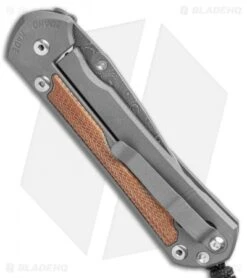 Chris Reeve Large Sebenza 31 Natural Micarta Raindrop Damascus -Chris Reeve Store Chris Reeve Large Sebenza 31 Inlay Micarta Canvas Natural Damascus Raindrop BHQ 98943 LS Side