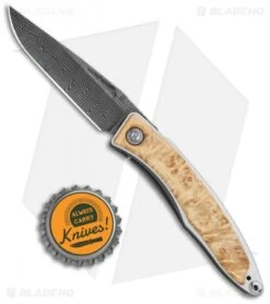 Chris Reeve Mnandi Folding Knife Box Elder Burl Inlay (2.75" Damascus) -Chris Reeve Store Chris Reeve Mnandi Box Elder Burl Basketweave Damascus BHQ 114479 jr bottlecap