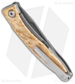 Chris Reeve Mnandi Folding Knife Box Elder Burl Inlay (2.75" Damascus) -Chris Reeve Store Chris Reeve Mnandi Box Elder Burl Basketweave Damascus BHQ 114479 jr side