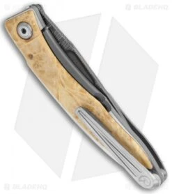 Chris Reeve Mnandi Knife Box Elder Burl Inlay Folder (2.75" Damascus) -Chris Reeve Store Chris Reeve Mnandi Box Elder Burl Inlay Damascus BHQ 19209 jr side