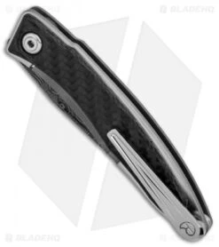 Chris Reeve Mnandi Left Handed Knife Carbon Fiber (2.75" Basketweave Damascus) -Chris Reeve Store Chris Reeve Mnandi Left Handed Carbon Fiber Basketweave Damascus BHQ 90356 er spine