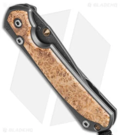 Chris Reeve Left Hand Small Sebenza 31 Frame Lock Knife Box Elder (3" Ladder) -Chris Reeve Store Chris Reeve Small Sebenza 31 Box Elder ladder Damascus LH BHQ 98997 td side