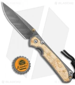 Chris Reeve Small Sebenza 31 Box Elder Double Lug Knife (2.94" Damascus) -Chris Reeve Store Chris Reeve Small Sebenza 31 Ti Box Elder Double Lug Boomerang Damascus BHQ 117826 jr bottlecap