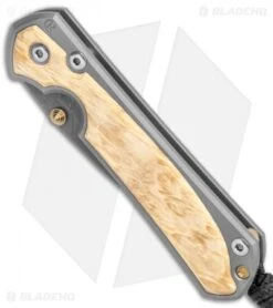 Chris Reeve Small Sebenza 31 Box Elder Double Lug Knife (2.94" Damascus) -Chris Reeve Store Chris Reeve Small Sebenza 31 Ti Box Elder Double Lug Boomerang Damascus BHQ 117826 jr spine