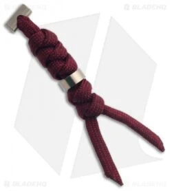 Chris Reeve Knives Large Burgundy Cord Tie Lanyard W/ Silver Bead